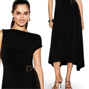 NWTS💓THE OCCASION LG💓LUSTROUS BLACK OFF SHOULDER TWIST SIDE DRESS 🌟NEW 9.25!!🌟